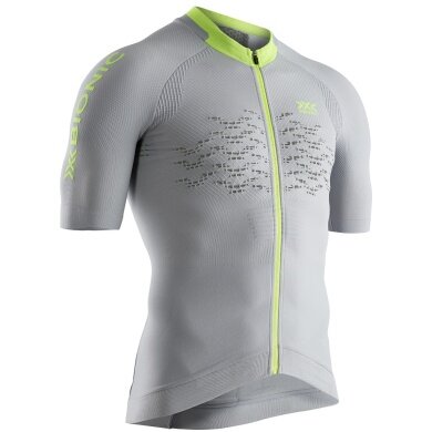 X-Bionic Cycling Shirt The Trick 4.0 Full-Zip Short Sleeve grey/lime Men