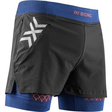 X-Bionic Running Shorts Twyce Race 2in1 Short (attached inner shorts) short black/dark blue/orange Men