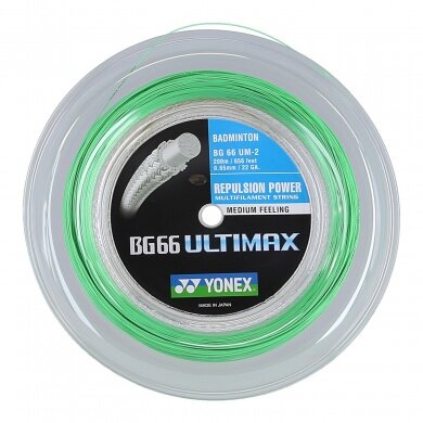 Yonex Badminton String BG 66 Ultimax (Power+Comfort) green 200m roll