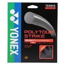 Stringing with tennis string Poly Tour Strike (Durability+Control) black