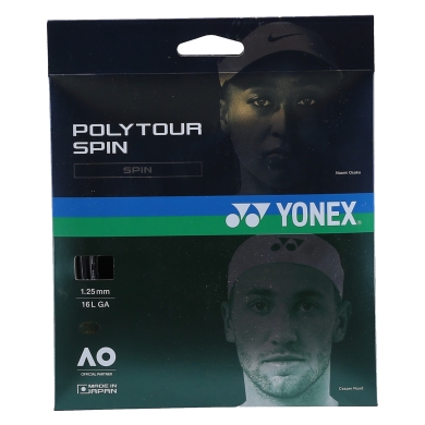 Yonex Tennis String Poly Tour Spin (Durability+Spin) black 12m Set