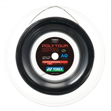 Yonex Tennis String Poly Tour Spin (Durability+Spin) black 200m roll