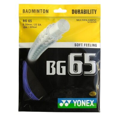 Yonex Badminton String BG65 (Allround+Durability) blue 10m Set