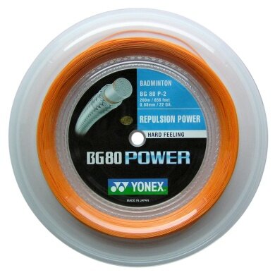 Yonex Badminton String BG 80 Power (Power+Touch) orange 200m Roll