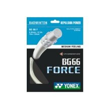 Stringing with Badminton String Yonex BG 66 Force (Power+Comfort) white