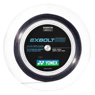 Yonex Badminton String Exbolt 63 (Control) black 200m roll