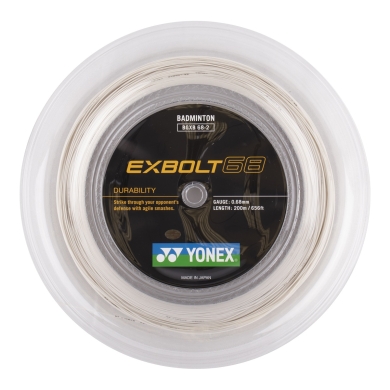 Yonex Badminton String Exbolt 68 (Durability) White 200m Roll