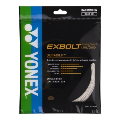 Yonex Badminton String Exbolt 68 (Durability) White 10m Set