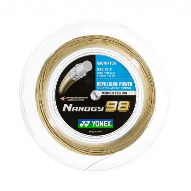 Yonex Badminton String Nanogy 98 (Power+Touch) gold 200m Roll