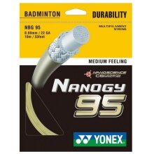 Stringing with Badminton String Nanogy 95 (Durability+Power) silver