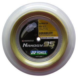 Yonex Badminton String Nanogy 95 (Durability+Power) gold 200m Roll