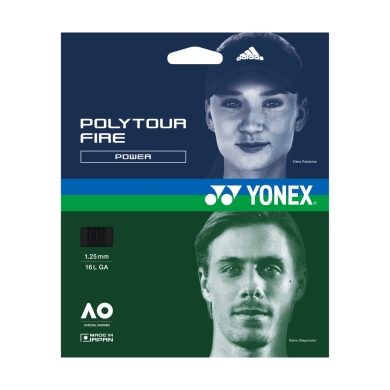 Yonex Tennis String Poly Tour Fire (Durability+Power) black 12m Set