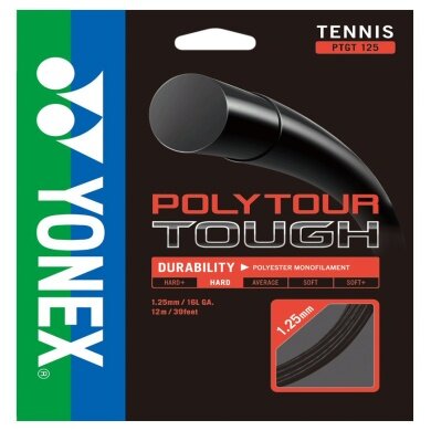 Stringing with tennis string Yonex Poly Tour Tough 1.25 (Durability) black