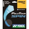 Stringing with Yonex Poly Tour Spin tennis string (durability+spin) light blue