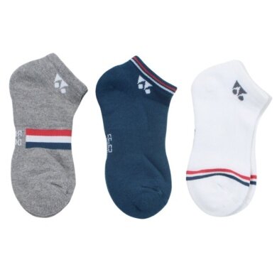 Yonex Sportsocks Sneaker Sport Low Cut white/grey/blue Men's - 3 Pairs