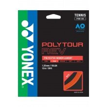 Stringing with tennis string Yonex Poly Tour Rev (Durability+Spin) orange