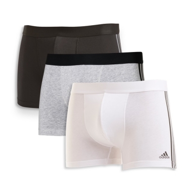 adidas Underwear Boxershorts Trunk Cotton 3-Stripes white/grey/black - 3 pieces