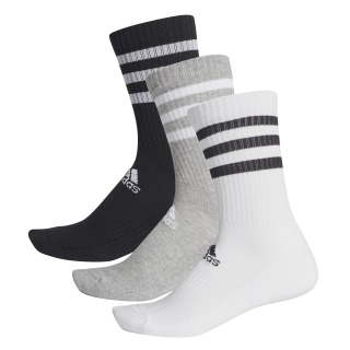 adidas Sport Socks Crew Cushion 3-Stripes (fully padded) grey/white/black - 3 pairs