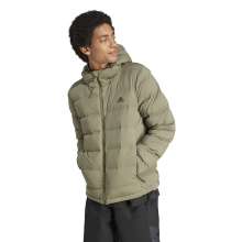 adidas Winter Down Jacket Helionic Stretch Hooded (water-repellent) olive green Men's