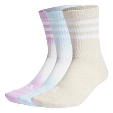 adidas Sport Socks Crew Dip Dyed 3-Stripe Cushioned pink/blue/yellow - 3 Pairs