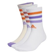 adidas Sport Socks Crew Bold 3-Stripe Cushioned white/purple/orange - 3 Pairs