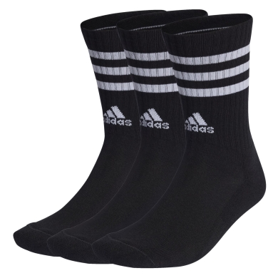 adidas Sport Socks Crew 3-Stripes Cushioned (arch support, fully padded) black/white - 3 pairs