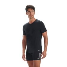 adidas underwear shirt V-neck (100% cotton) short-sleeved black men's - pack of 3