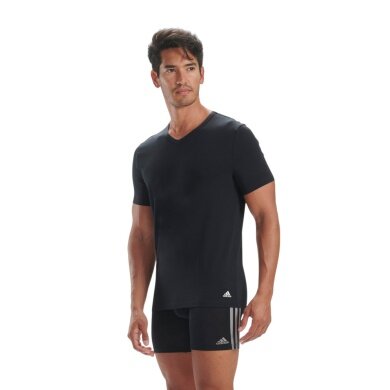 adidas underwear shirt V-neck (100% cotton) short-sleeved black men's - pack of 3