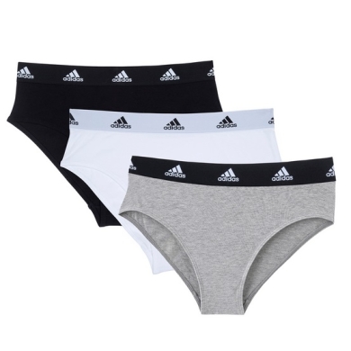 adidas Women's Bikini Briefs (95% Cotton) white/grey/black - 3 Pieces