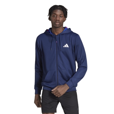 adidas Training Jacket Train Essentials Seasonal Training Full Zip (with hood, breathable) dark blue Men