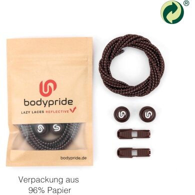 bodypride Round Reflective Brown 120cm Shoelaces - 1 Pair