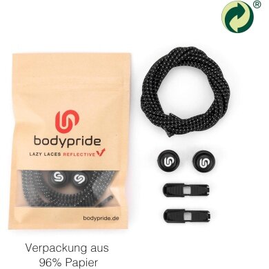 bodypride Round/Reflective Black 120cm Shoelaces - 1 Pair