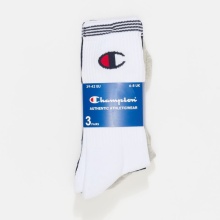 Champion Tennis Socks (Cotton) Crew Stripes white/grey/navy blue Men - 3 Pairs