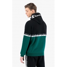 Champion Hoodie in color block design with double logo piping green Men