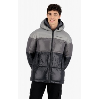 Champion Quilted Jacket - Padded Hooded Jacket with Gradient Panels - Black Men