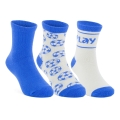 ECCO Daily Crew Play Mid-Cut Socks (Cotton, Football Design) blue/white Boys - 3 Pairs