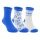 ECCO Daily Crew Play Mid-Cut Socks (Cotton, Football Design) blue/white Boys - 3 Pairs