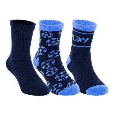 ECCO Daily Sock Crew Play Mid-Cut (Cotton, Football Design) sky blue Boys - 3 Pairs