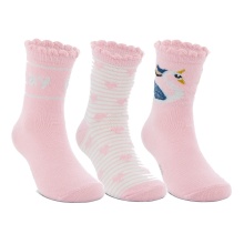 ECCO Day Sock Crew Play Mid-Cut (Cotton, Retro Pattern) pink/girl - 3 Pairs