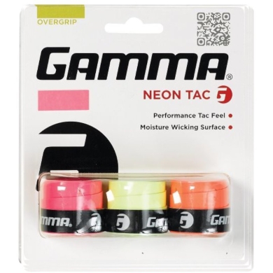 Gamma Overgrip Neon Tac (excellent durability) 0.6mm neon yellow/orange/pink - 3 pieces