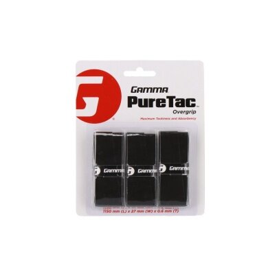 Gamma Overgrip PureTac (tacky surface) 0.6mm black - 3 pieces