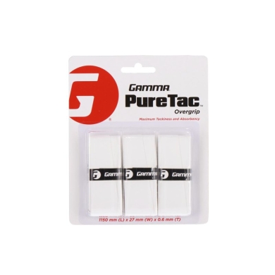 Gamma Overgrip PureTac (tacky surface) 0.6mm white - 3 pieces