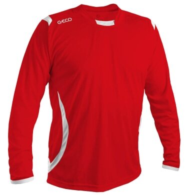 GECO Sport Long Sleeve Shirt Levante (100% Polyester) Red/White Men