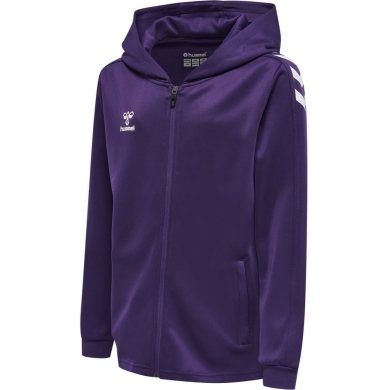 hummel Sport Hooded Jacket hmlCORE XK Poly Zip Hood Sweat (Polyester Sweat Fabric) with Hood Purple/White Children