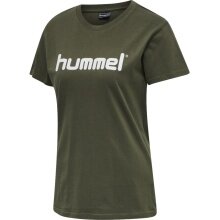 hummel Sport/Leisure Shirt hmlGO Cotton Big Logo (Cotton) Short Sleeve Green/Brown Women