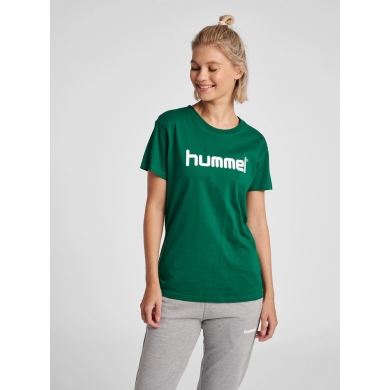 hummel Sport/Leisure Shirt hmlGO Cotton Big Logo (Cotton) Short Sleeve Dark Green Women