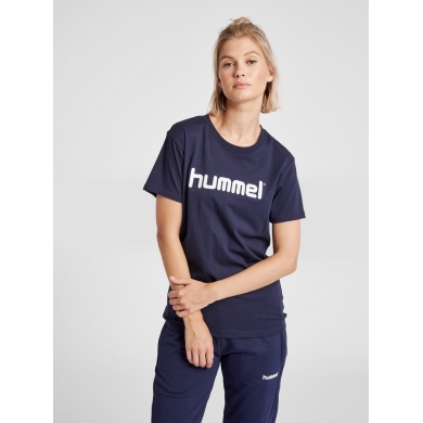 hummel Sport/Leisure Shirt hmlGO Cotton Big Logo (Cotton) Short Sleeve Navy Blue Women