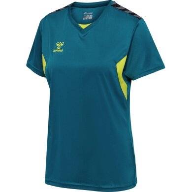 Hummel Sports Shirt hmlAUTHENTIC Jersey (100% Polyester) Short Sleeve Coral Blue/Lime Green Ladies