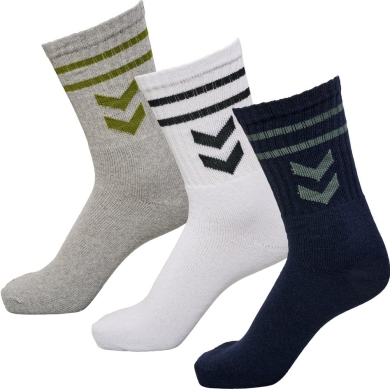 hummel Sports Socks Crew white/magnet grey/navy blue - 3 pairs