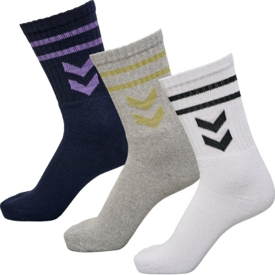 hummel Sport Socks Crew white/grey/dark blue - 3 pairs